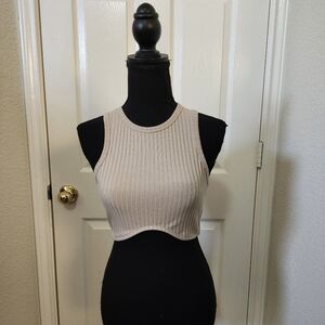 Princess Polly Taupe Ribbed Crop Top US 6